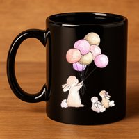 Cute Bunny Rabbit Balloon 11oz C Handle Ceramic Mug
