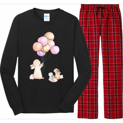 Cute Bunny Rabbit Balloon Long Sleeve Pajama Set