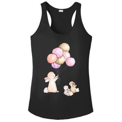 Cute Bunny Rabbit Balloon Ladies PosiCharge Competitor Racerback Tank