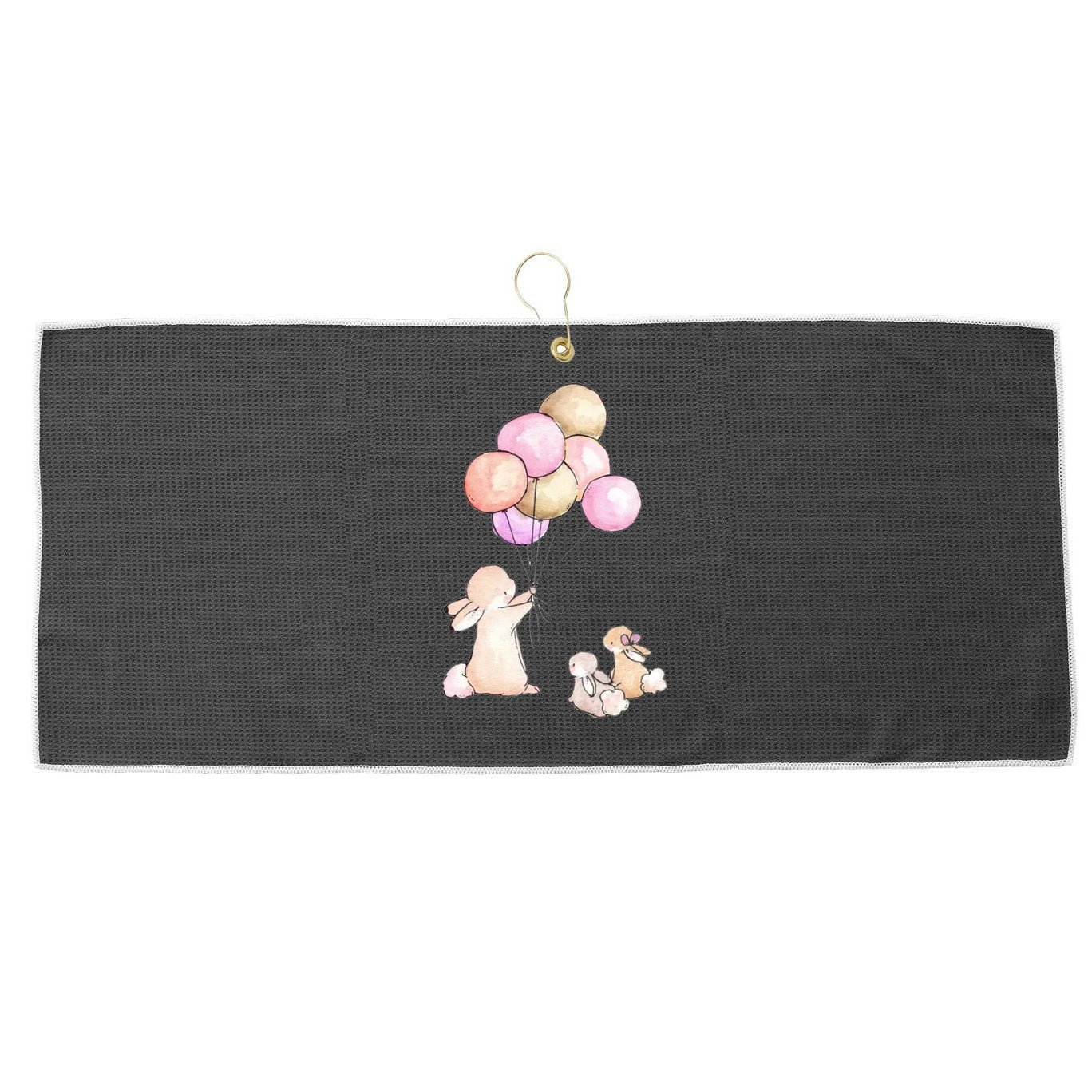 Cute Bunny Rabbit Balloon Large Microfiber Waffle Golf Towel