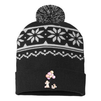 Cute Bunny Rabbit Balloon USA-Made Snowflake Beanie