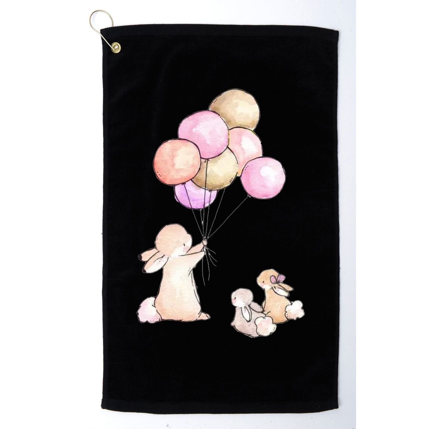 Cute Bunny Rabbit Balloon Golf Towel