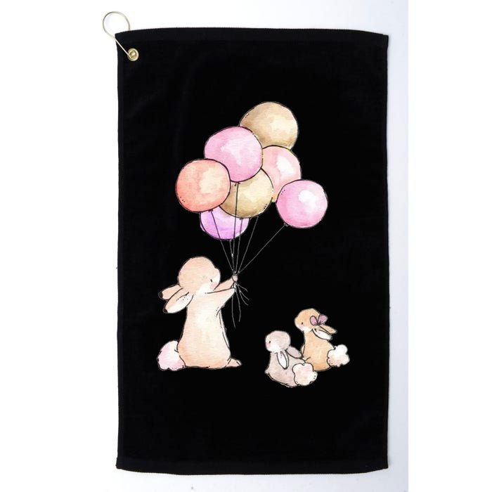 Cute Bunny Rabbit Balloon Golf Towel