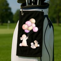 Cute Bunny Rabbit Balloon Golf Towel