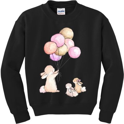 Cute Bunny Rabbit Balloon Kids Sweatshirt