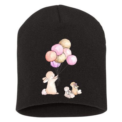 Cute Bunny Rabbit Balloon Short Acrylic Beanie