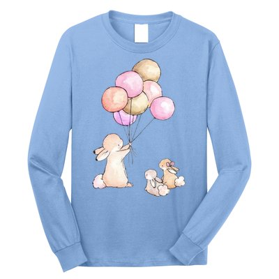 Cute Bunny Rabbit Balloon Long Sleeve Shirt