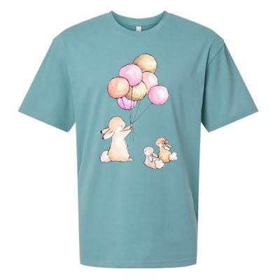 Cute Bunny Rabbit Balloon Sueded Cloud Jersey T-Shirt