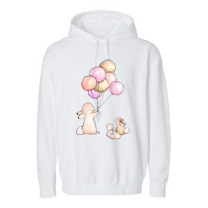 Cute Bunny Rabbit Balloon Garment-Dyed Fleece Hoodie