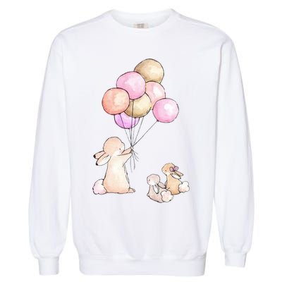Cute Bunny Rabbit Balloon Garment-Dyed Sweatshirt