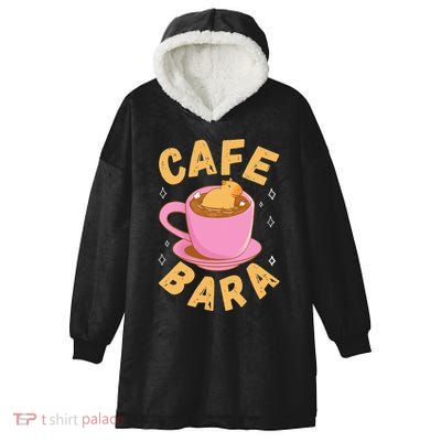 Cafe Bara Rodent Animals Vintage Capybaras Funny Capybara  Hooded Wearable Blanket