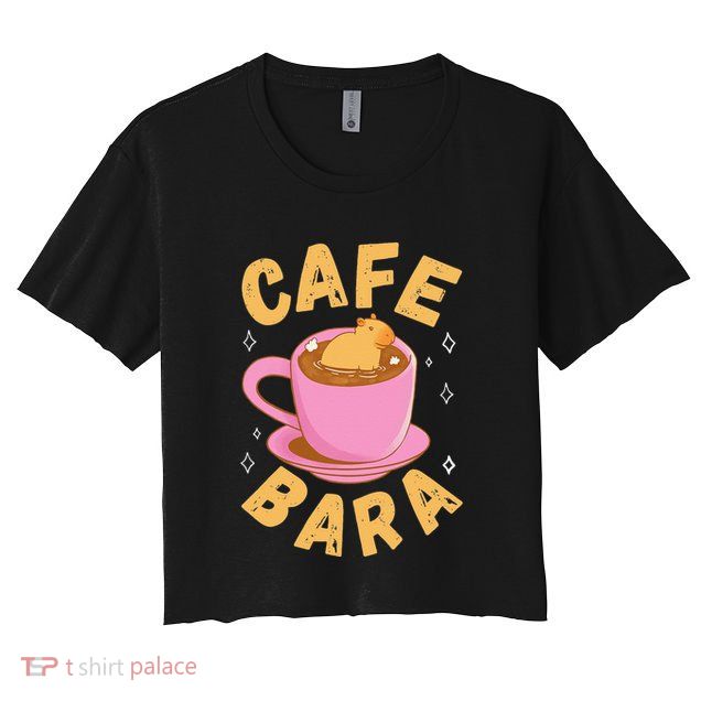 Cafe Bara Rodent Animals Vintage Capybaras Funny Capybara  Crop Top