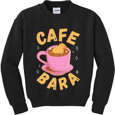 Cafe Bara Rodent Animals Vintage Capybaras Funny Capybara  Kids Sweatshirt