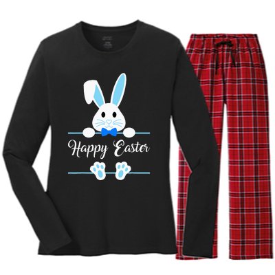 Cute Bunny Rabbit Face Happy Easter Day Women's Long Sleeve Flannel Pajama Set 