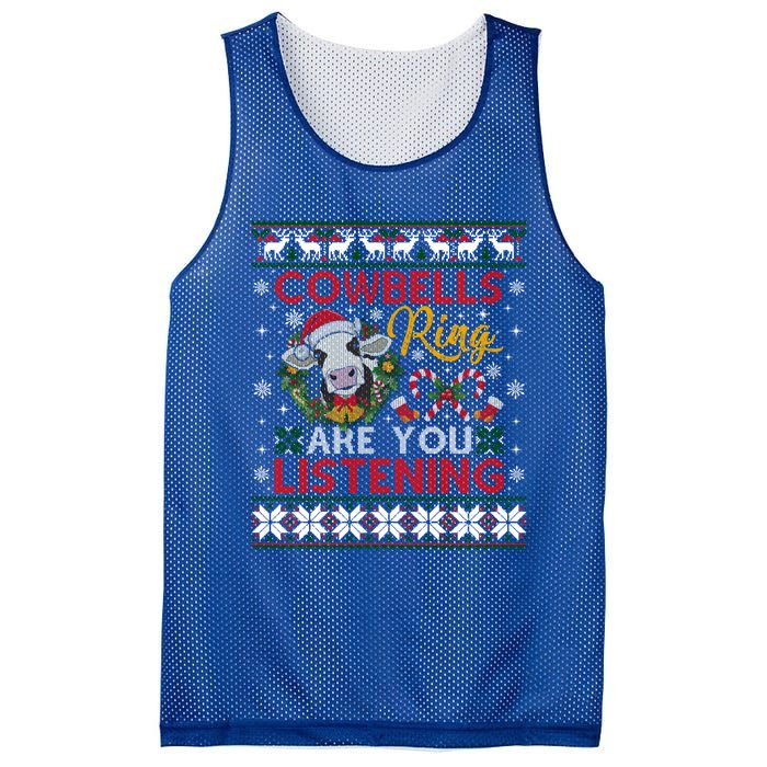 Cow Bells Ring Are You Listening Christmas Funny Cow Ugly Meaningful Gift Mesh Reversible Basketball Jersey Tank