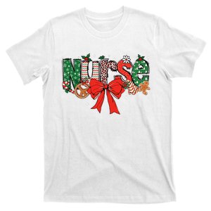 Coquette Bow Retro Fall Nurse Christmas Xmas T-Shirt