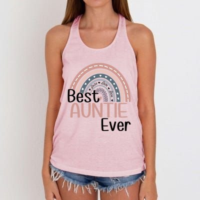 Cute Boho Rainbow Happy Mothers Day Best Auntie Ever Rainbow Gift Women's Knotted Racerback Tank