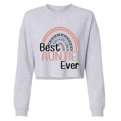 Cute Boho Rainbow Happy Mothers Day Best Auntie Ever Rainbow Gift Cropped Pullover Crew