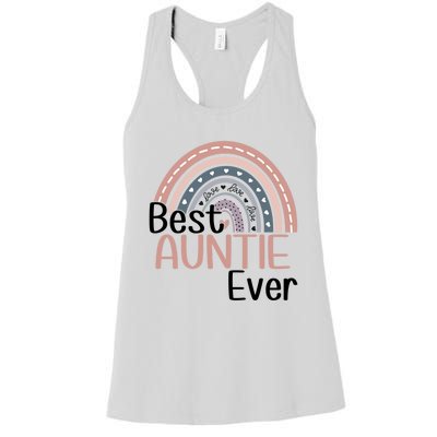 Cute Boho Rainbow Happy Mothers Day Best Auntie Ever Rainbow Gift Women's Racerback Tank