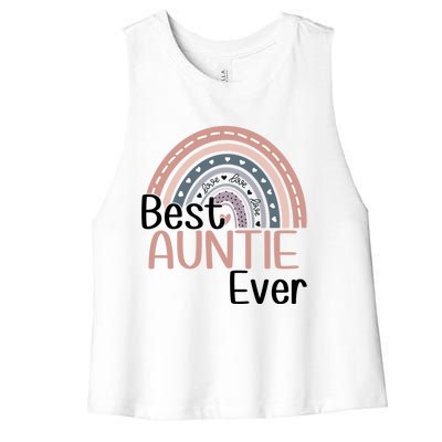 Cute Boho Rainbow Happy Mothers Day Best Auntie Ever Rainbow Gift Women's Racerback Cropped Tank