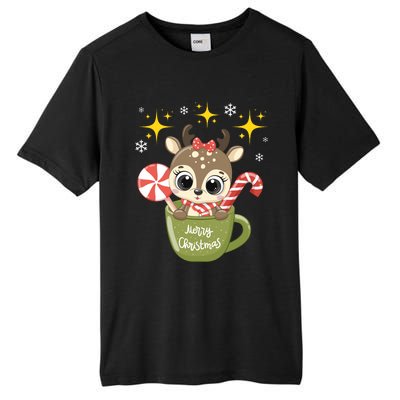 Cute Baby Reindeer Wishes Merry Christmas Tall Fusion ChromaSoft Performance T-Shirt