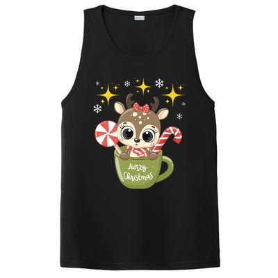 Cute Baby Reindeer Wishes Merry Christmas PosiCharge Competitor Tank