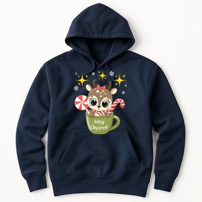 Cute Baby Reindeer Wishes Merry Christmas Hoodie