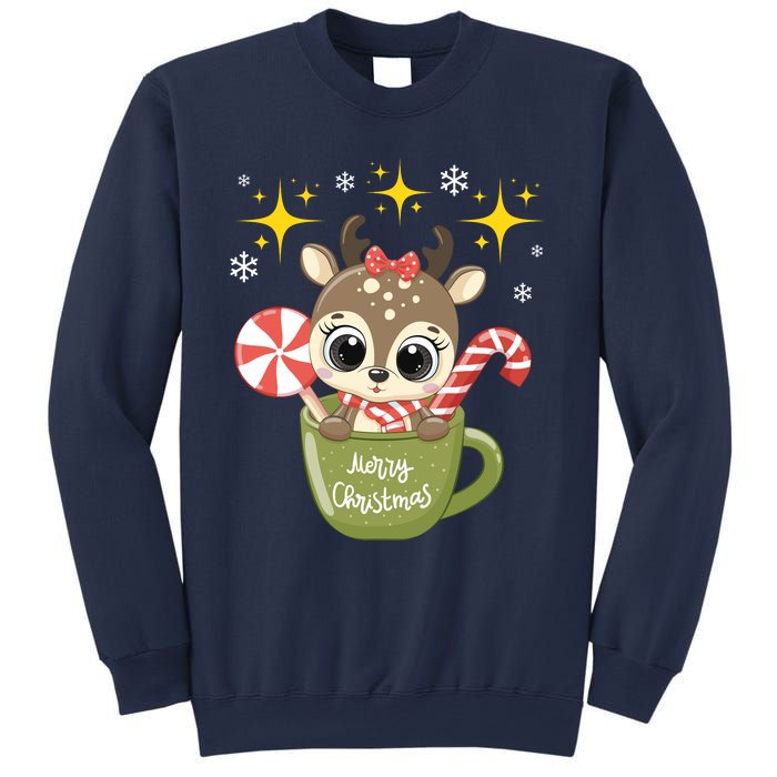 Cute Baby Reindeer Wishes Merry Christmas Sweatshirt