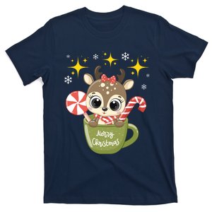 Cute Baby Reindeer Wishes Merry Christmas T-Shirt