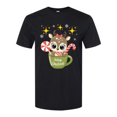 Cute Baby Reindeer Wishes Merry Christmas Softstyle CVC T-Shirt