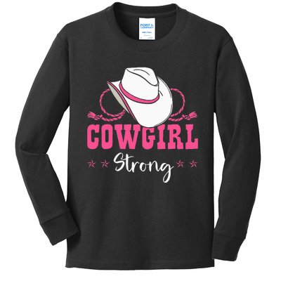 Cowgirl Barrel Racing Roping Horseback Riding Rodeo Kids Long Sleeve Shirt