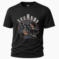 Cowboy Bull Riding Eight Seconds Rider Usa Flag Cooling Performance Crew T-Shirt