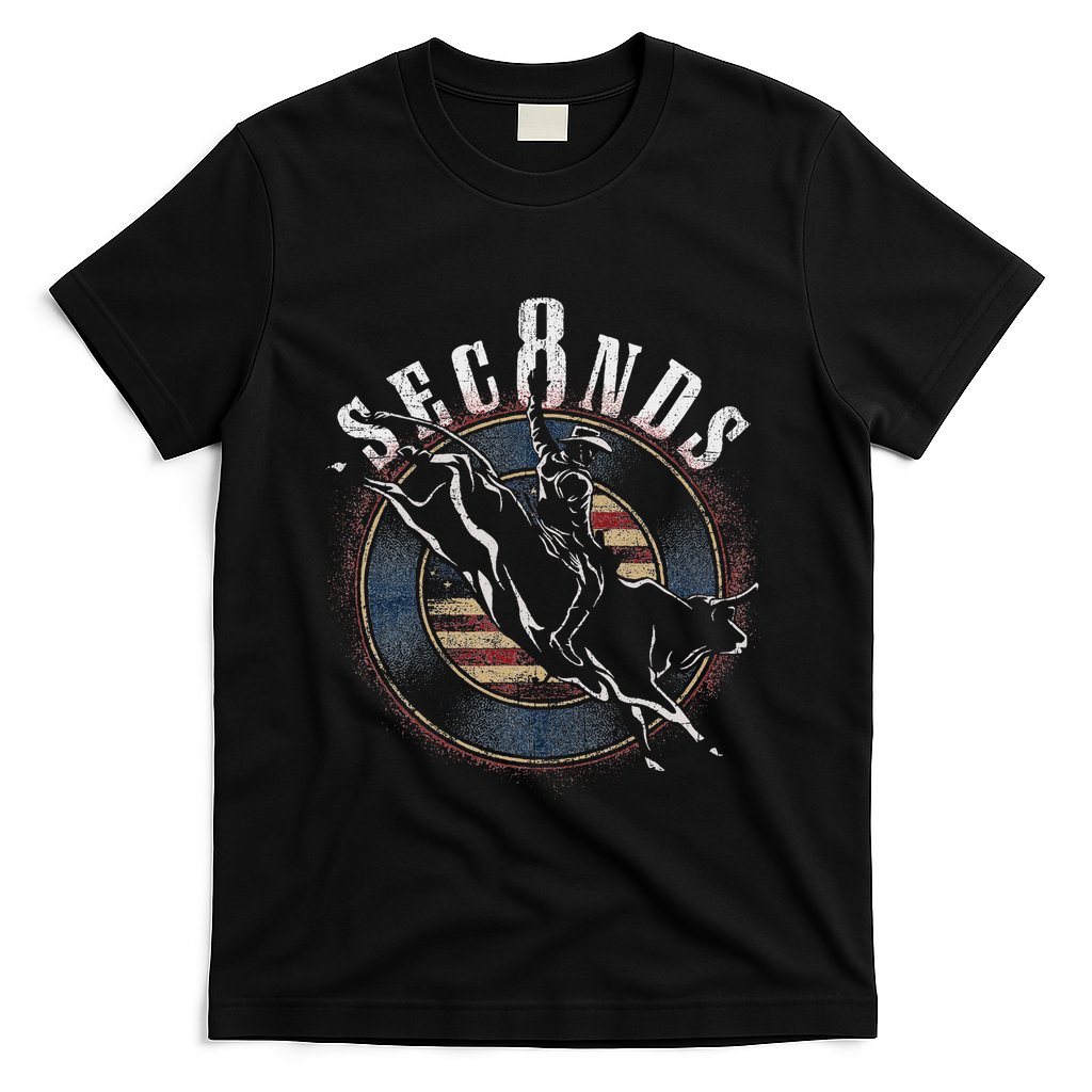 Cowboy Bull Riding Eight Seconds Rider Usa Flag T-Shirt