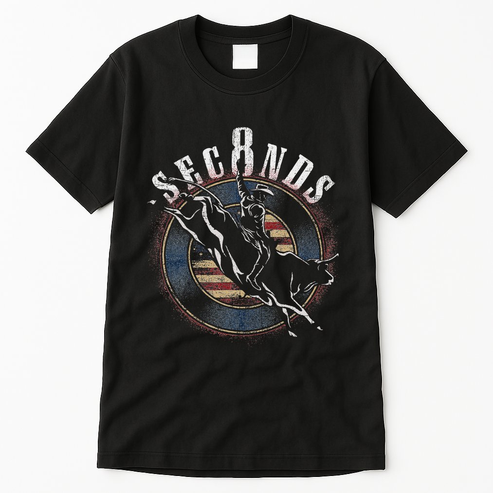 Cowboy Bull Riding Eight Seconds Rider Usa Flag Tall T-Shirt
