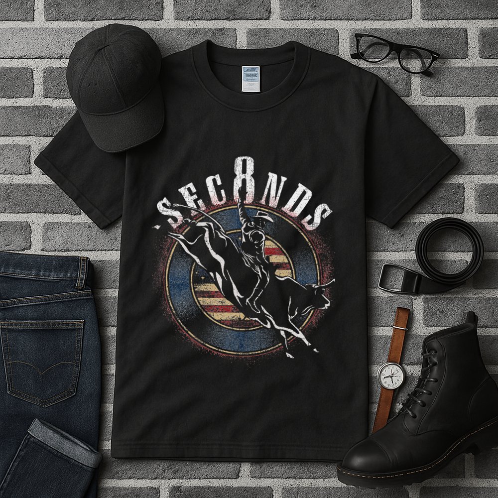 Cowboy Bull Riding Eight Seconds Rider Usa Flag Tall T-Shirt