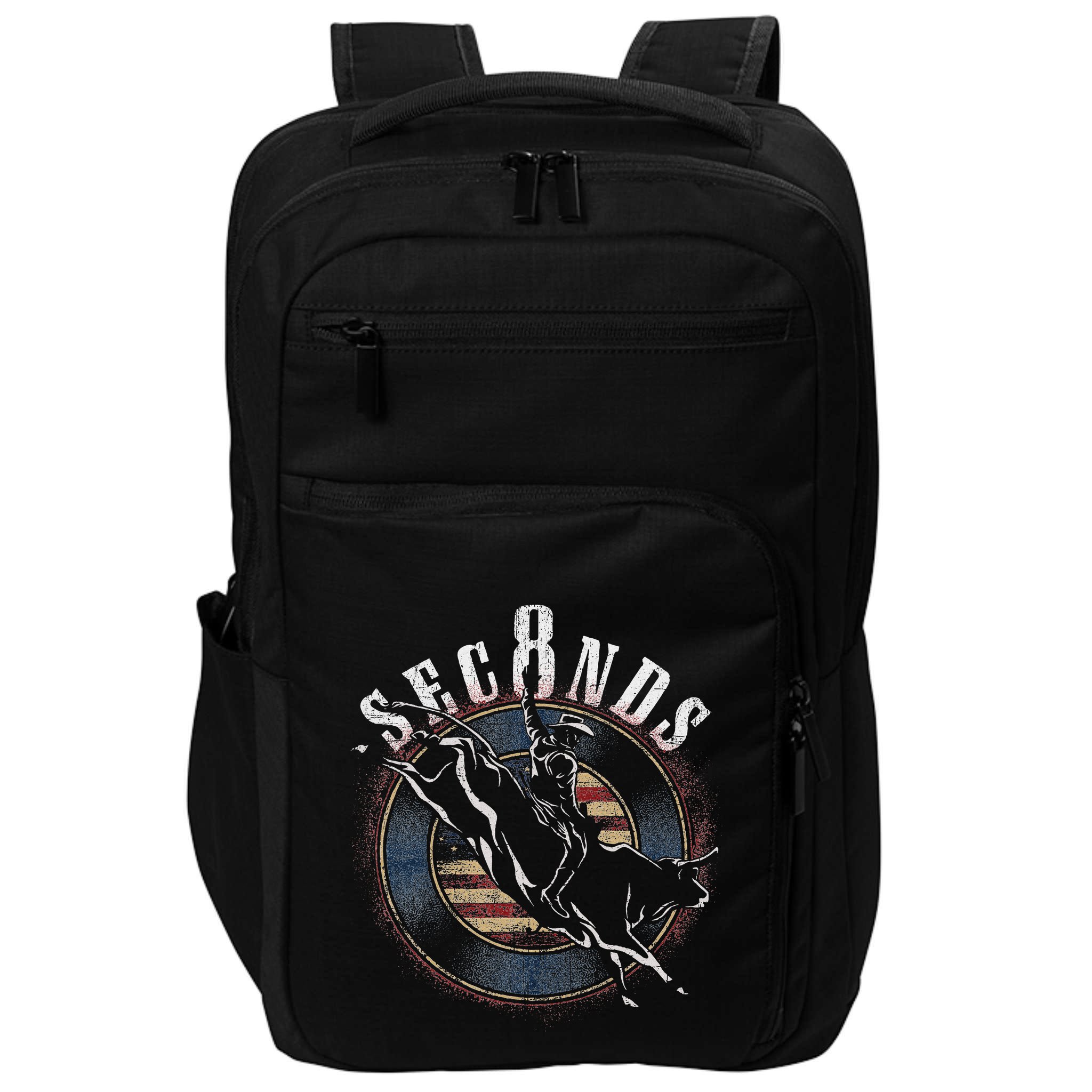 Cowboy Bull Riding Eight Seconds Rider Usa Flag Impact Tech Backpack