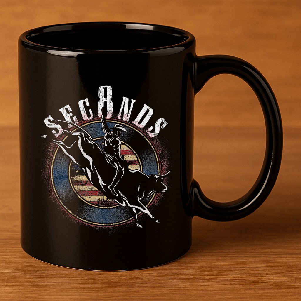 Cowboy Bull Riding Eight Seconds Rider Usa Flag 11oz C Handle Ceramic Mug