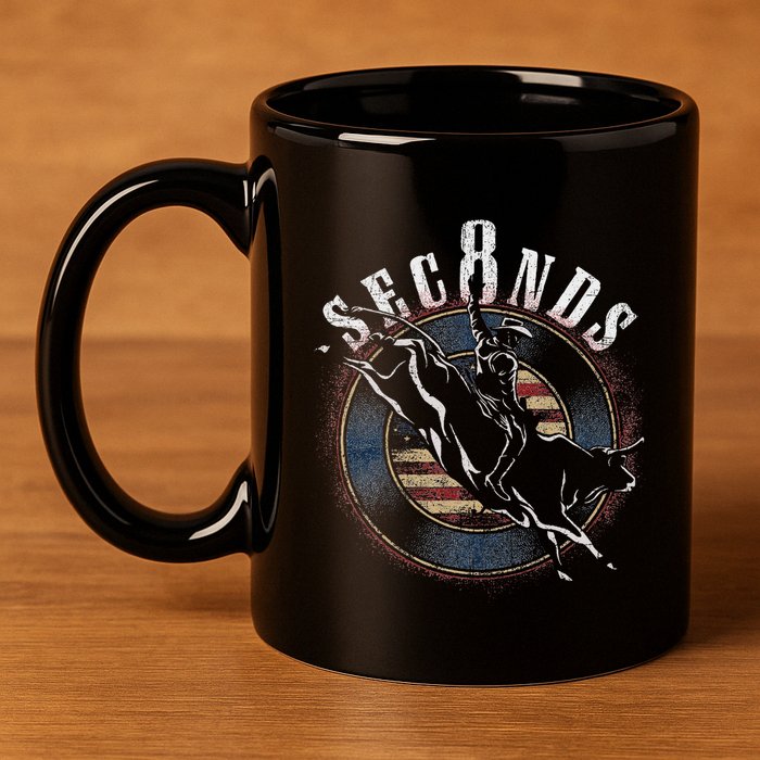 Cowboy Bull Riding Eight Seconds Rider Usa Flag 11oz C Handle Ceramic Mug