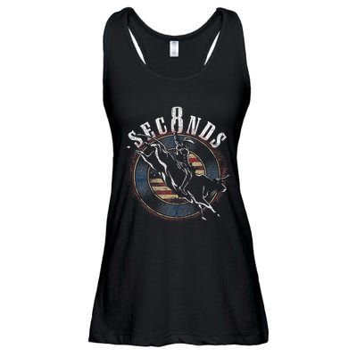 Cowboy Bull Riding Eight Seconds Rider Usa Flag Ladies Essential Flowy Tank