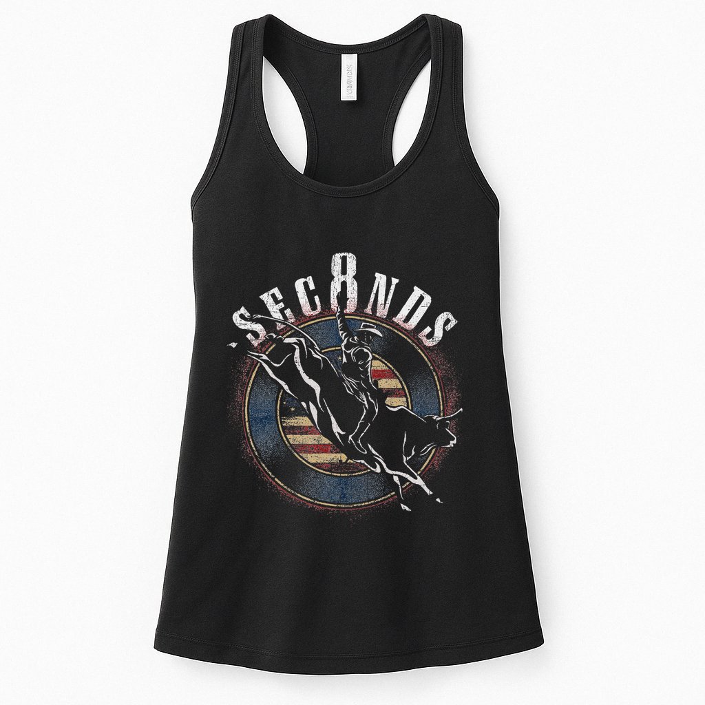 Cowboy Bull Riding Eight Seconds Rider Usa Flag Womens Tank Top