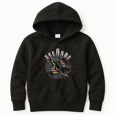 Cowboy Bull Riding Eight Seconds Rider Usa Flag Kids Hoodie