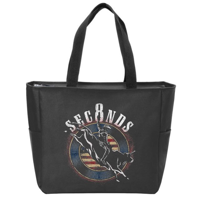 Cowboy Bull Riding Eight Seconds Rider Usa Flag Zip Tote Bag