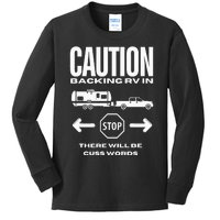 Caution Backing Rv In Funny Camping Kids Long Sleeve Shirt