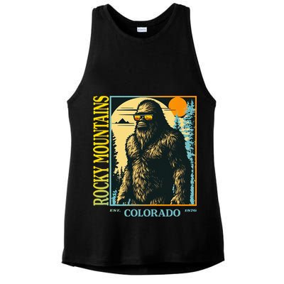 Colorado Bigfoot Retro Vintage Cool Sasquatch Yeti Ladies PosiCharge Tri-Blend Wicking Tank