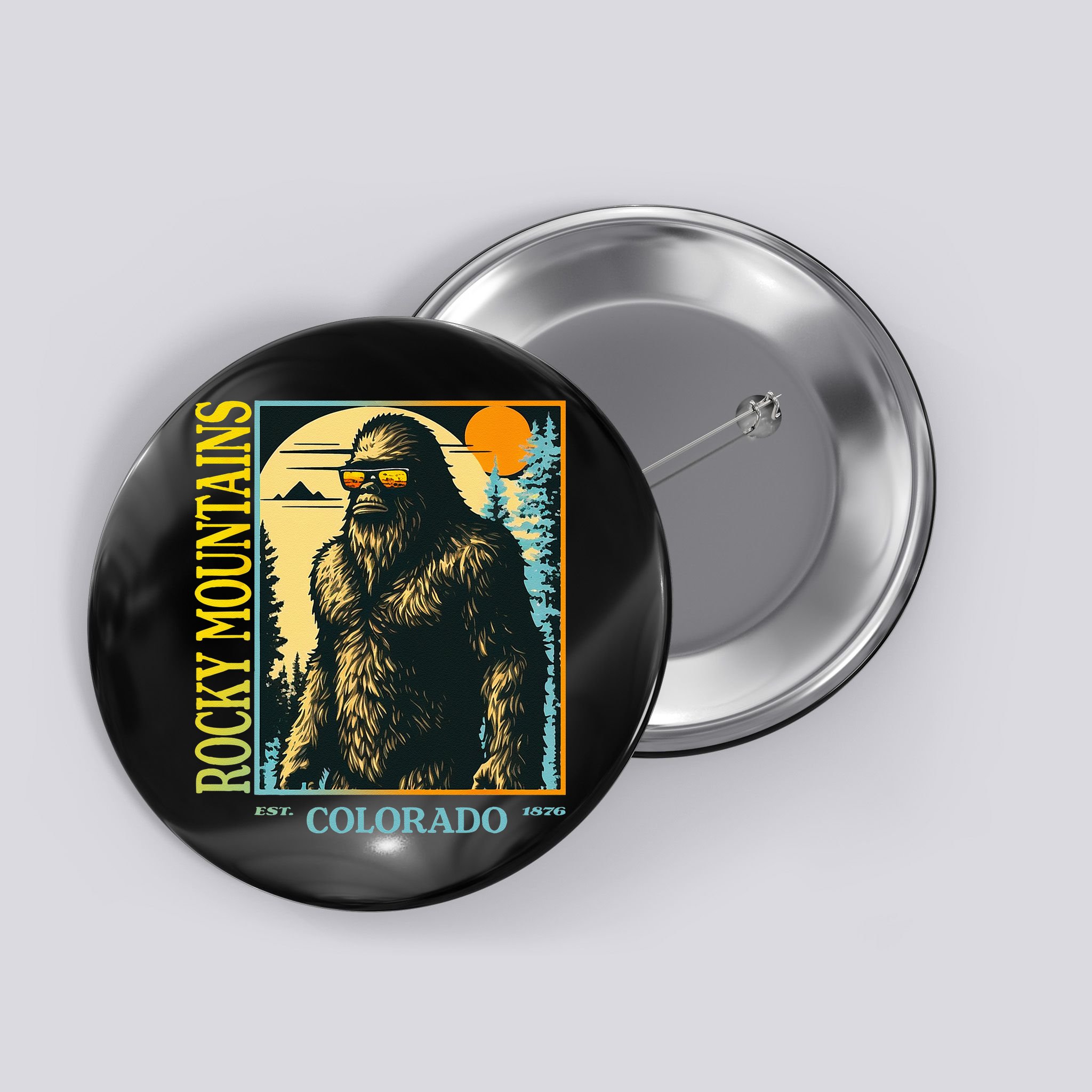 Colorado Bigfoot Retro Vintage Cool Sasquatch Yeti Button