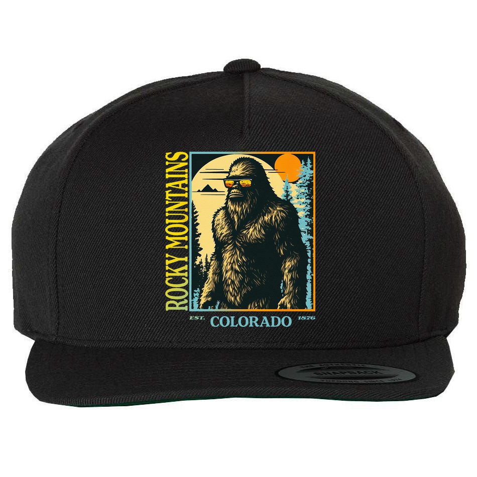 Colorado Bigfoot Retro Vintage Cool Sasquatch Yeti Wool Snapback Cap