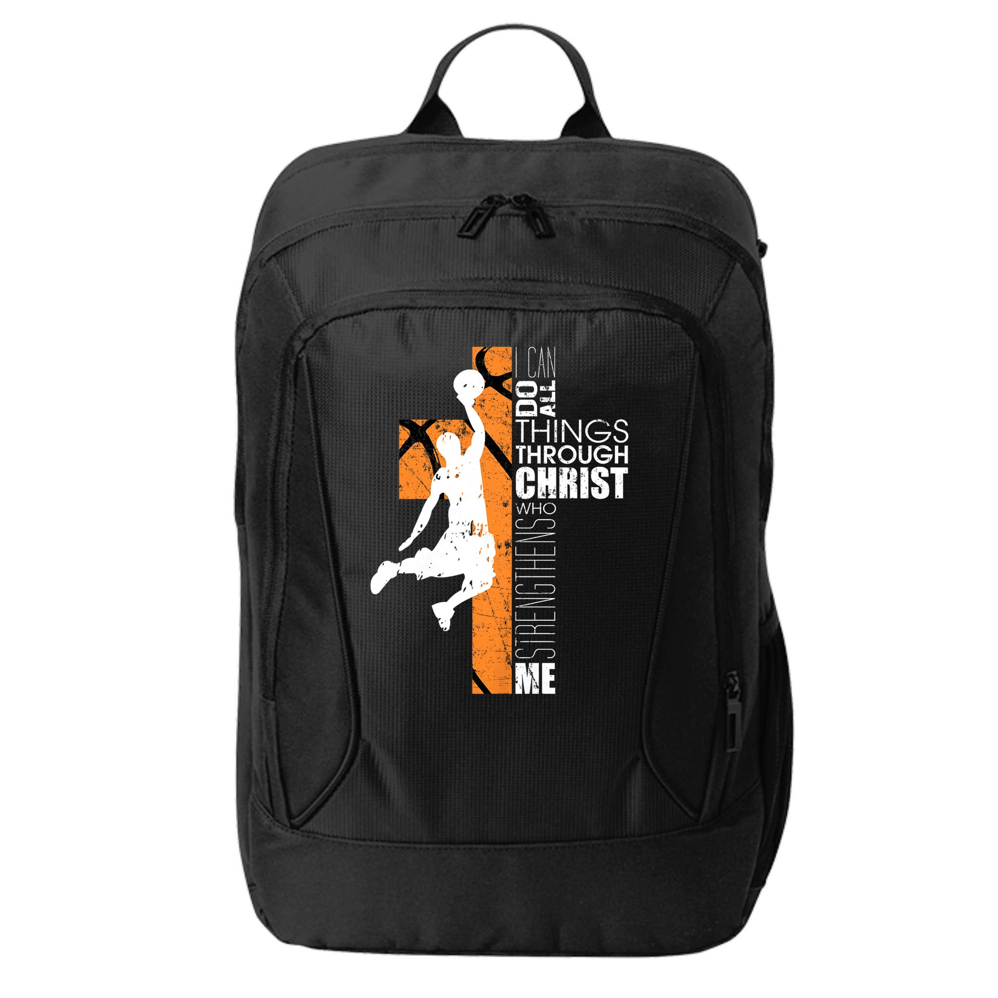Christian Basketball Religious Bible Verse Philippians 4:13 City Backpack