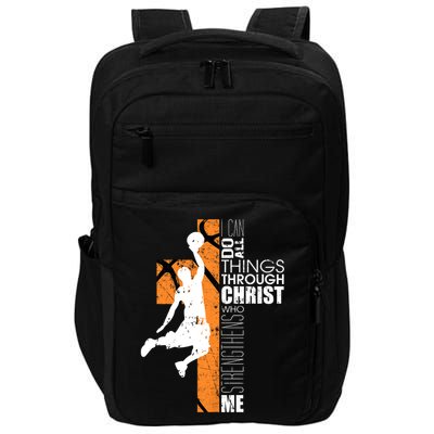 Christian Basketball Religious Bible Verse Philippians 4:13 Impact Tech Backpack