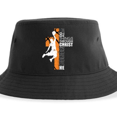 Christian Basketball Religious Bible Verse Philippians 4:13 Sustainable Bucket Hat