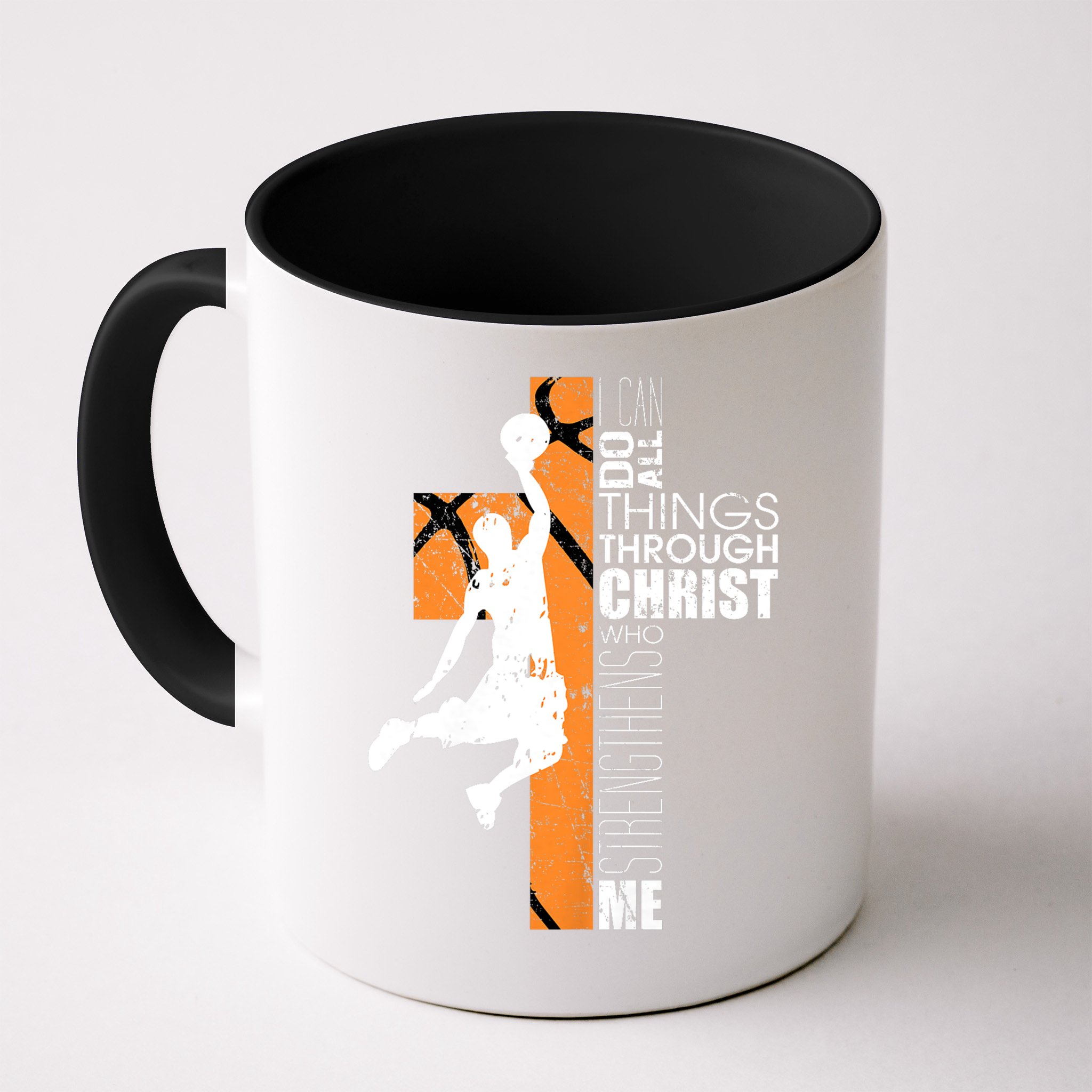 Christian Basketball Religious Bible Verse Philippians 4:13 Mug